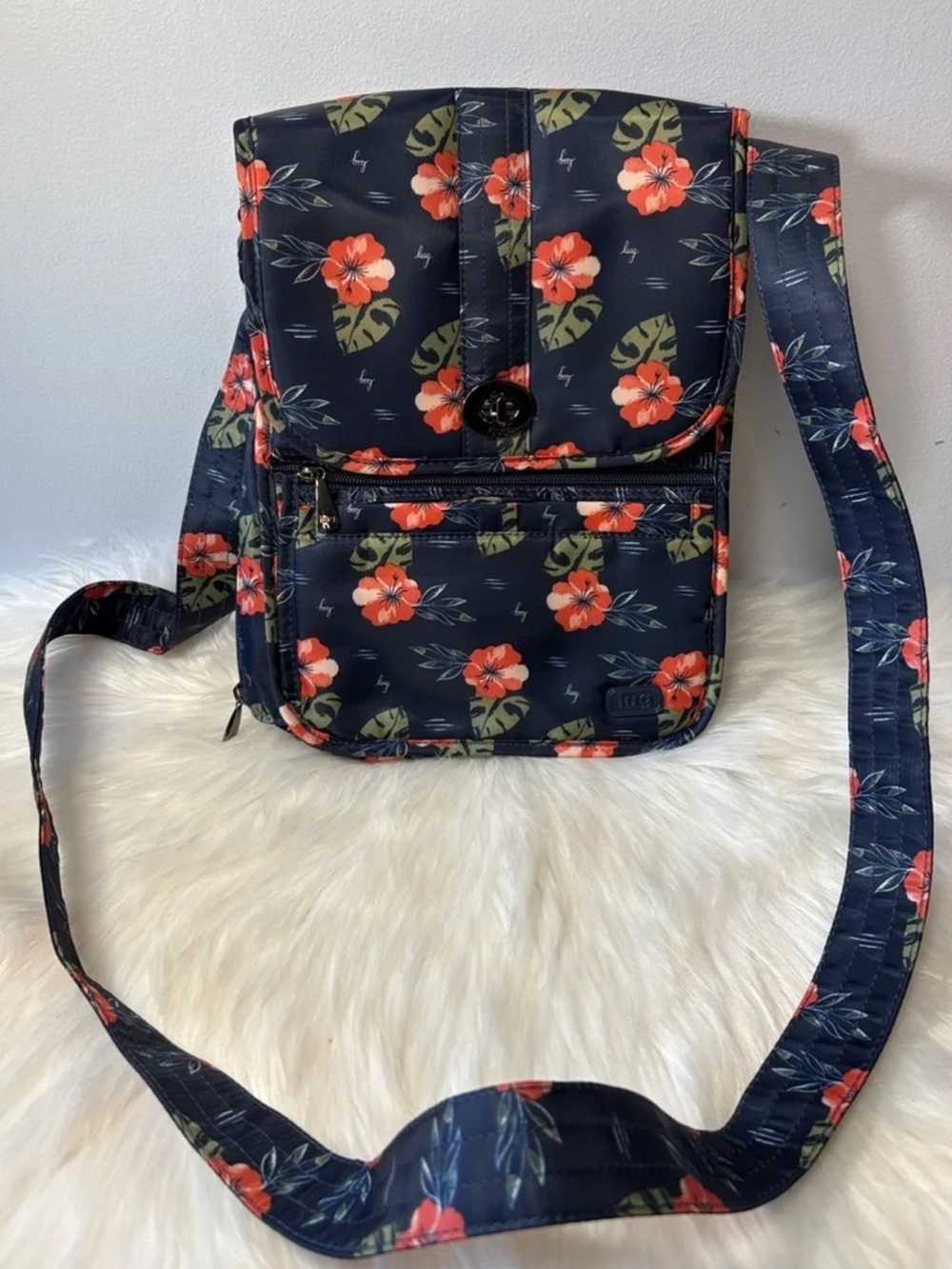 Lug Moped crossbody bag in the Aloha Navy floral pattern NWOT
